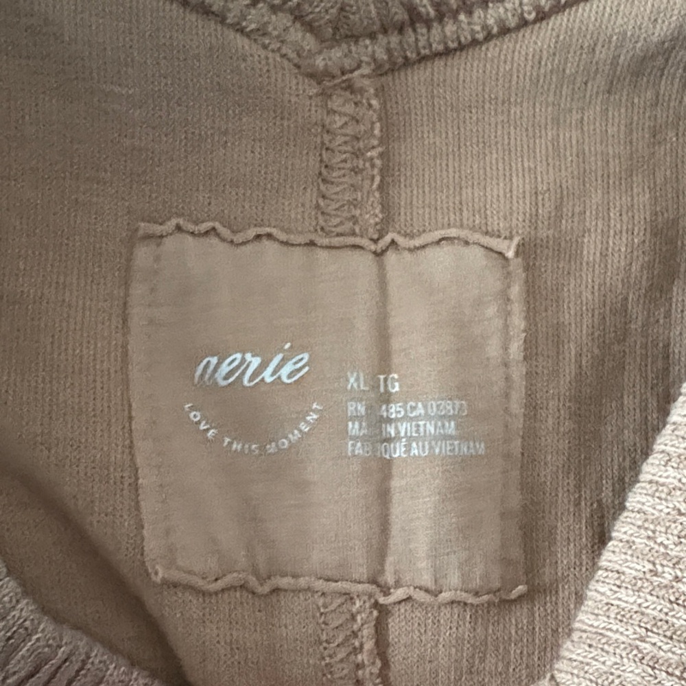 Aerie V-Neck light weight sweatshirt/tee in Tan - Picture 2 of 4